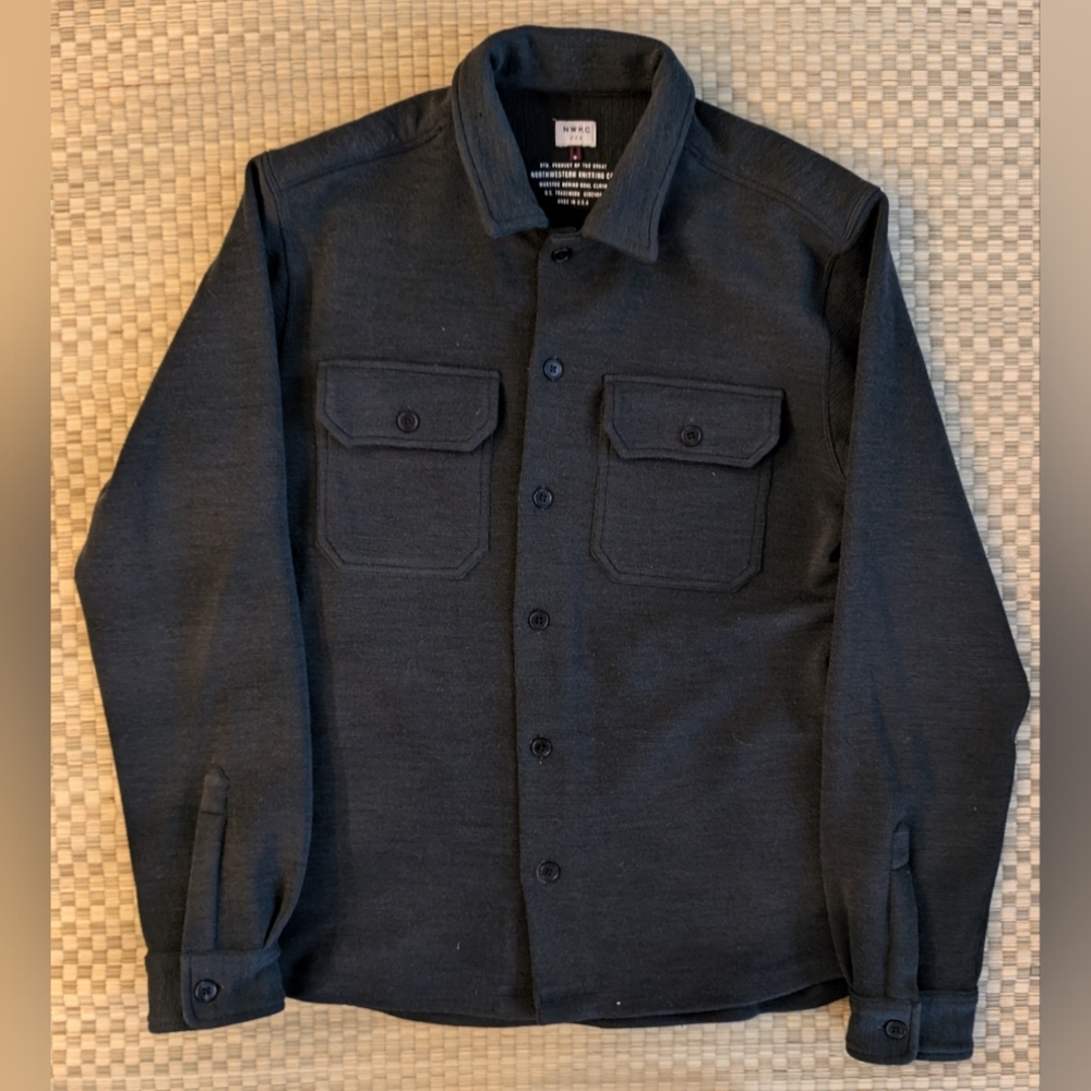 NWKC Northwest Knitting Co. Wool CPO Shirt Olive Men's Size Medium Made in USA